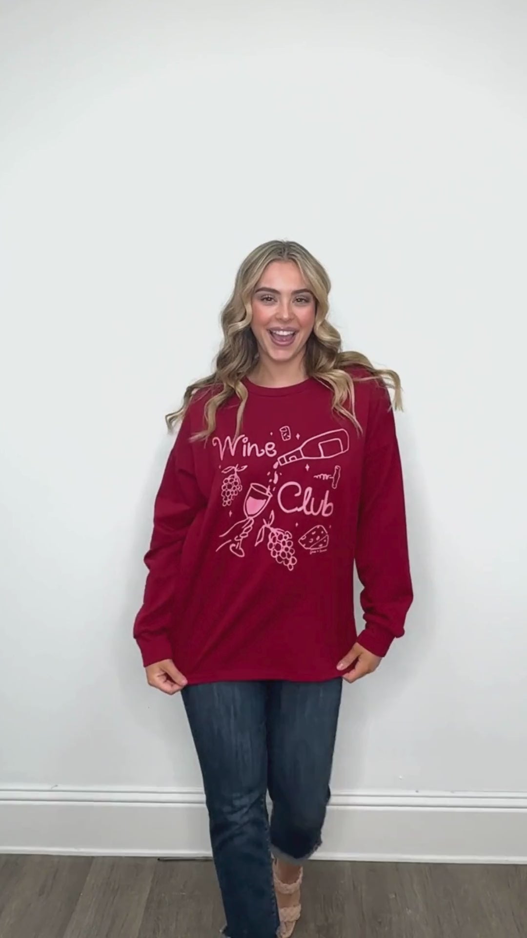 Wine Club on Light Weight Sweatshirt, Maroon
