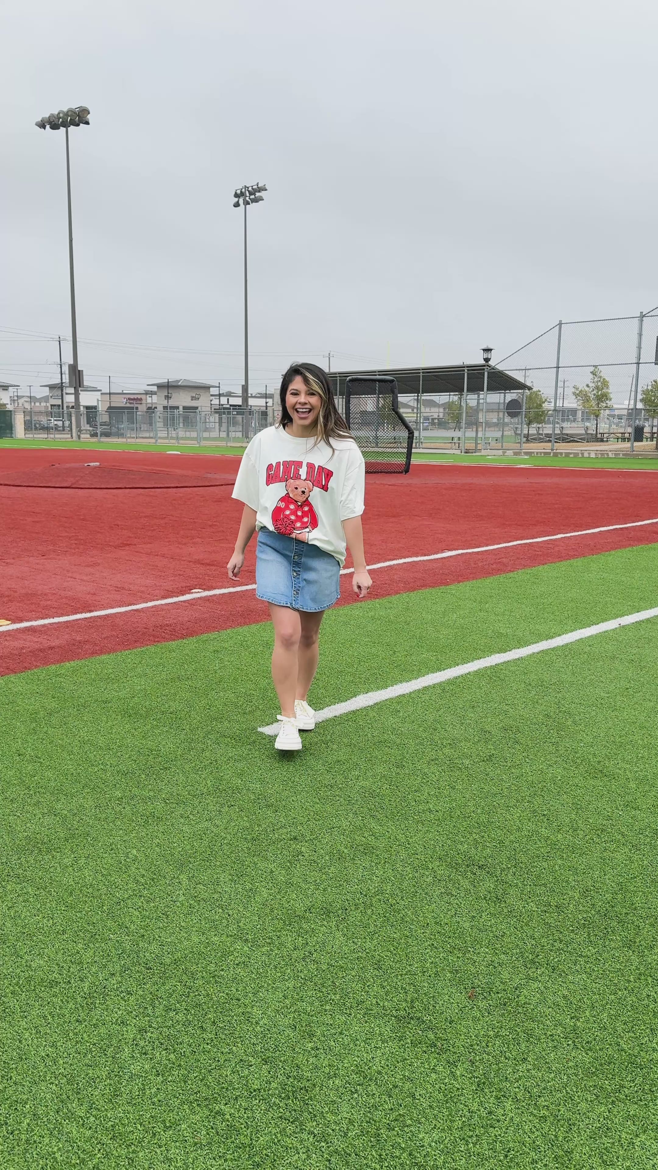 Game Day Bear on White Tee Shirt