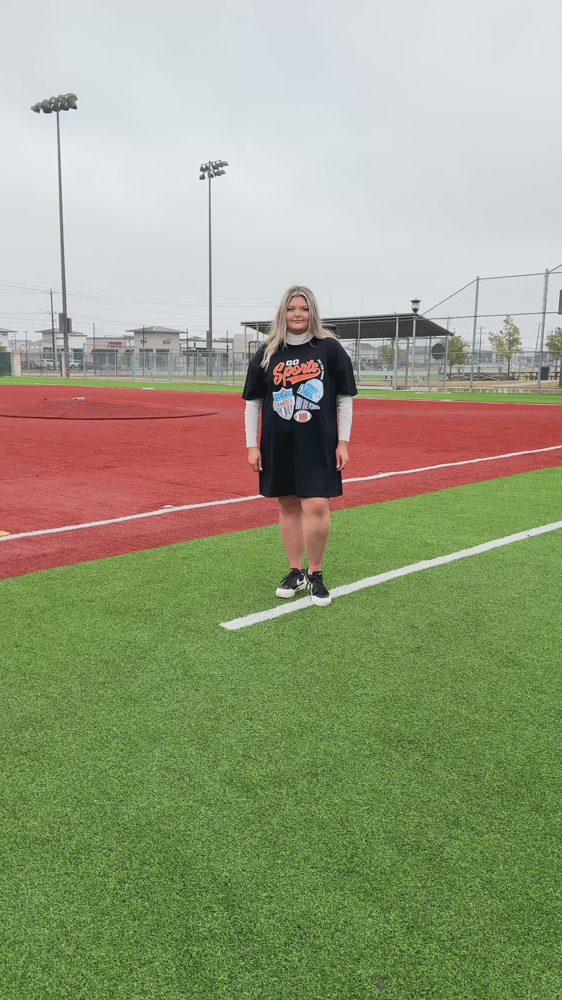 Go Sports Glitter On Black T-Shirt Dress