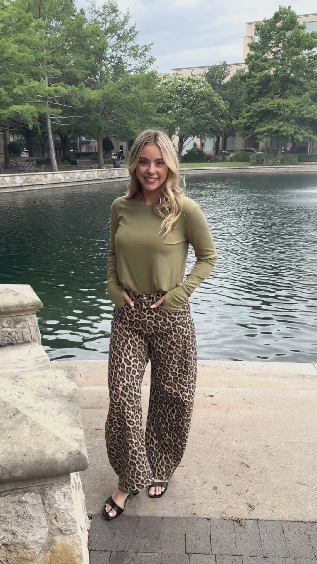 Ribbed Long-Sleeve Top, Olive