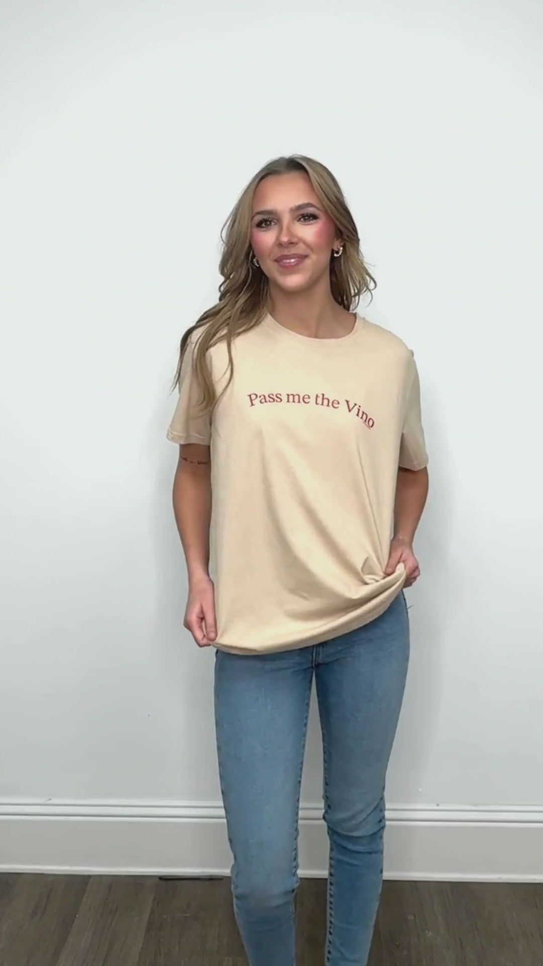 Pass Me the Vino on Beige Tee Shirt