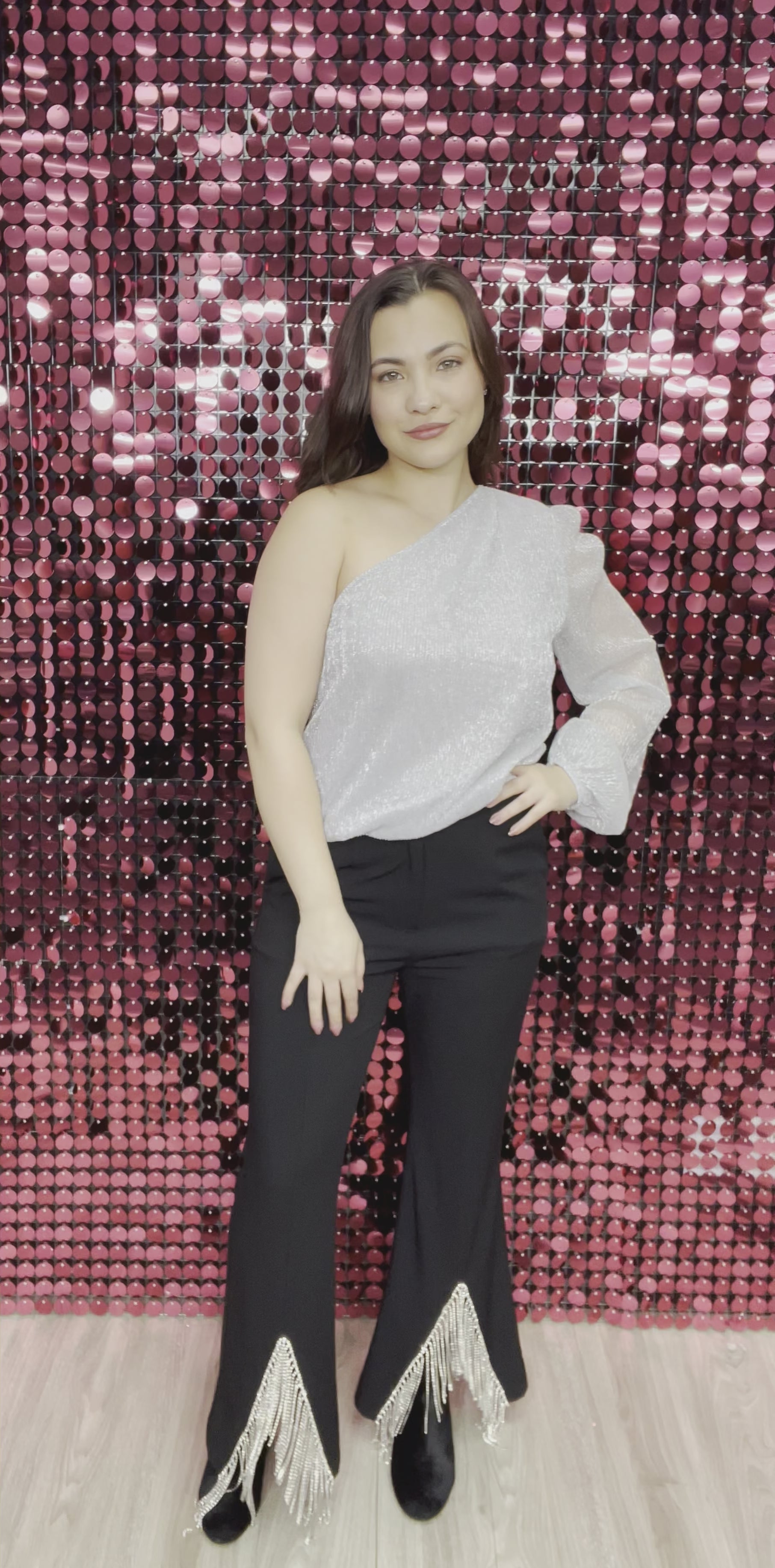 High Roller Silver Off the Shoulder Top