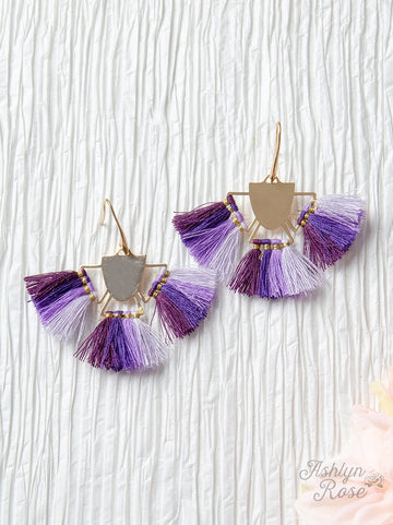 Free Spirit Tassel Earrings, Purple