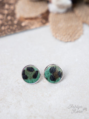 Love in a little Stud Earrings, Turquoise Leopard