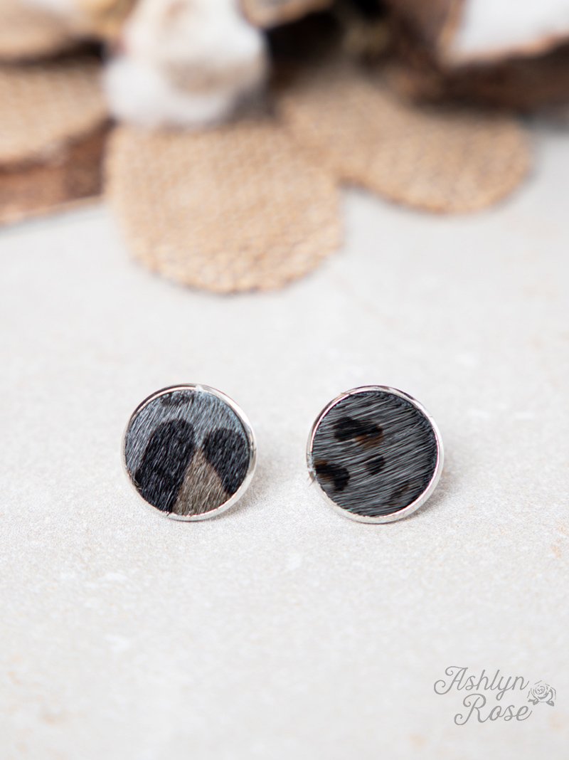 Love in a little Stud Earrings, Grey Leopard