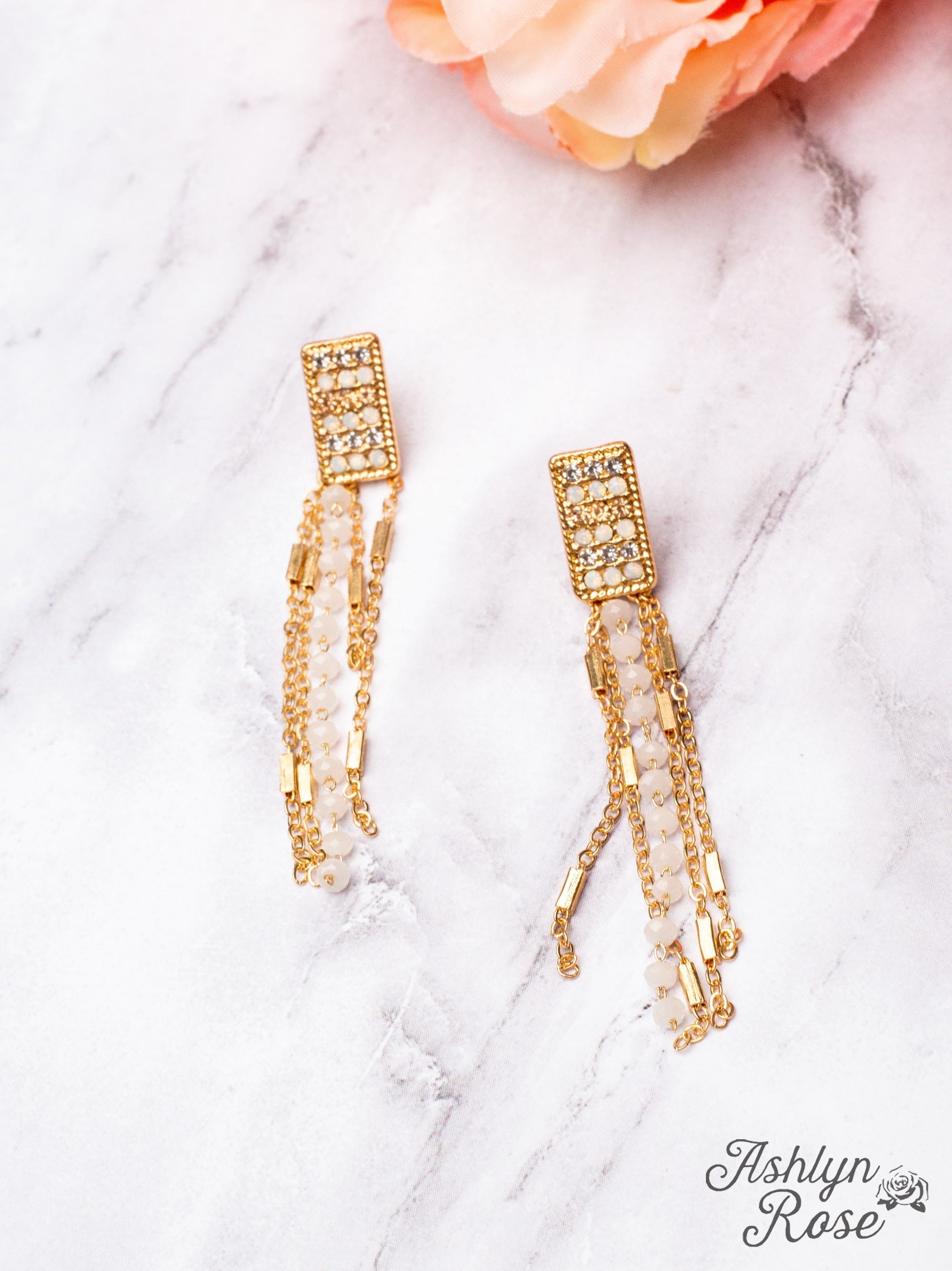 Gold Crystal Fringe Earrings