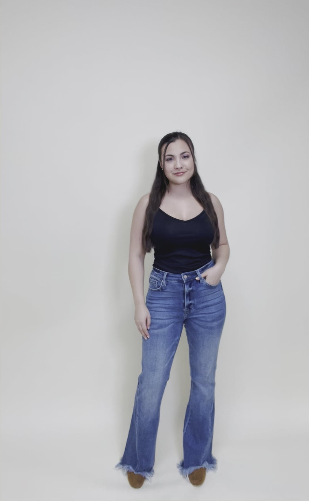 The Hannah Medium Wash Shark Bite Flares